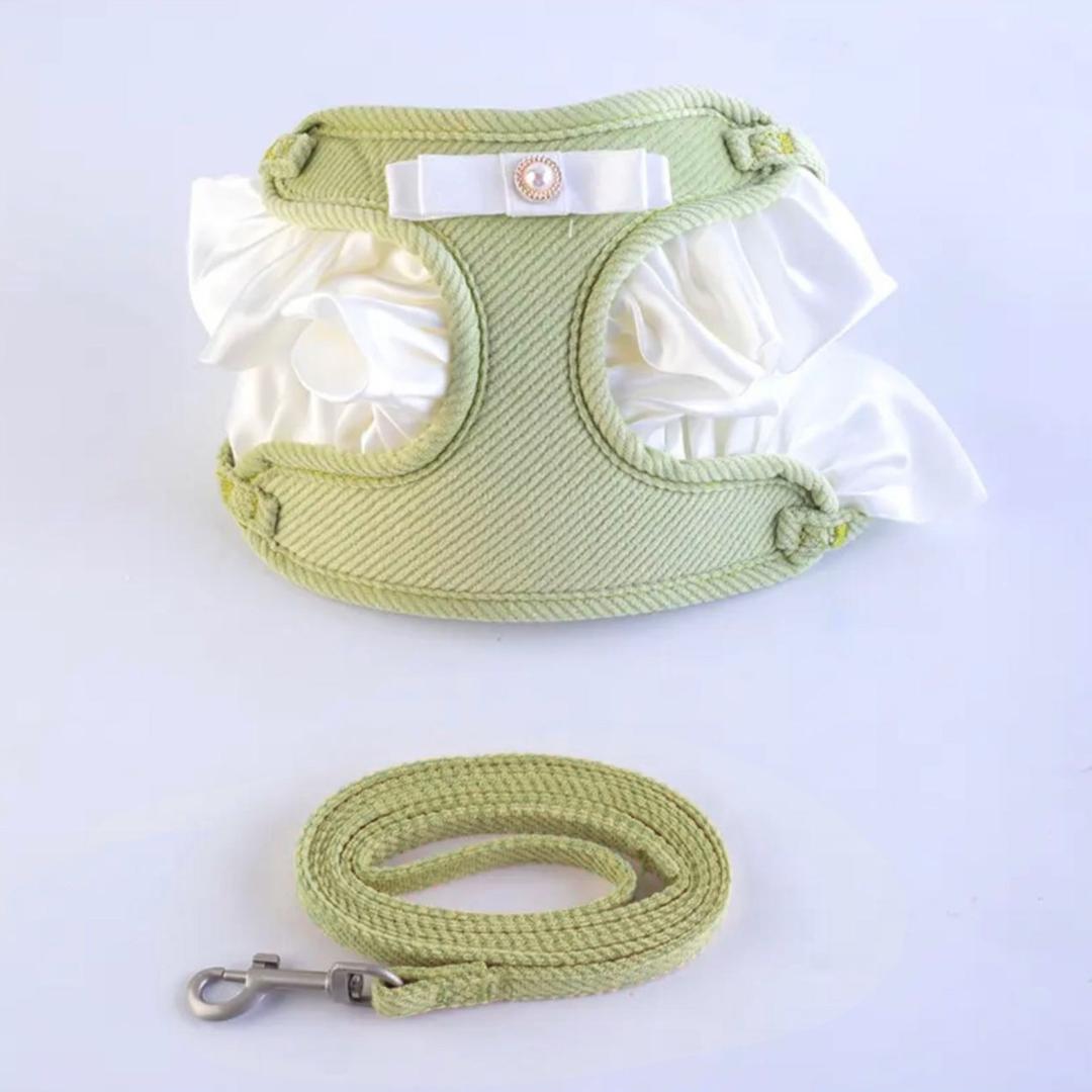 Cream Lace Bow Pet Leash
